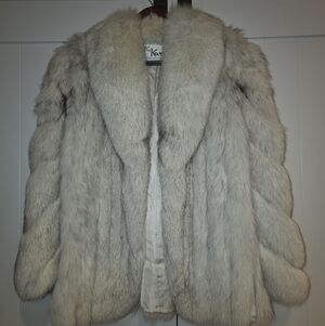 Vintage Chloé Genuine Fox Fur Coat White Hip Length Furs by Kurt Reno NV Women’s